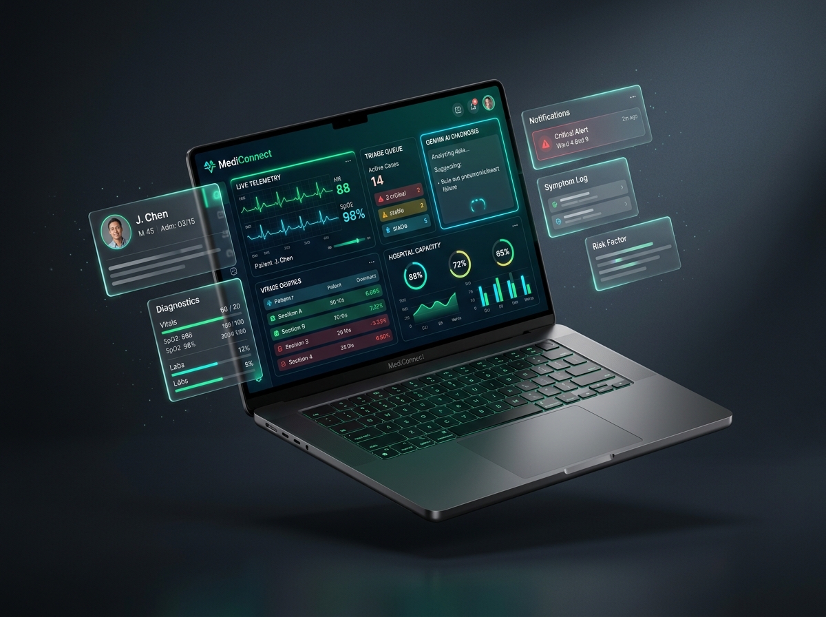 MediConnect 3D Web & Microservices Design Mockup
